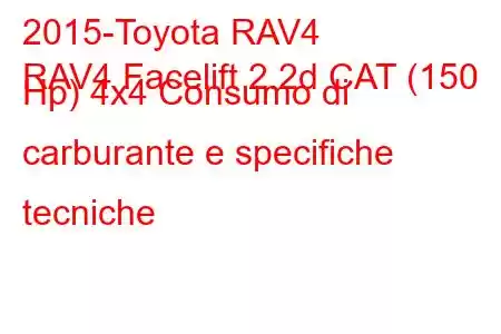 2015-Toyota RAV4
RAV4 Facelift 2.2d CAT (150 Hp) 4x4 Consumo di carburante e specifiche tecniche