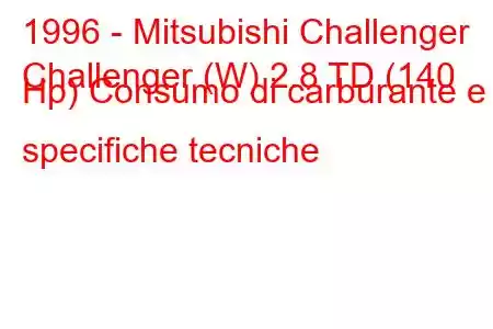 1996 - Mitsubishi Challenger
Challenger (W) 2.8 TD (140 Hp) Consumo di carburante e specifiche tecniche