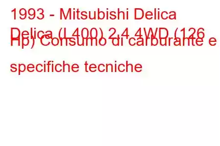 1993 - Mitsubishi Delica
Delica (L400) 2.4 4WD (126 Hp) Consumo di carburante e specifiche tecniche