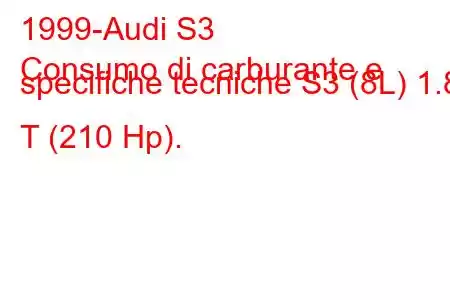 1999-Audi S3
Consumo di carburante e specifiche tecniche S3 (8L) 1.8 T (210 Hp).