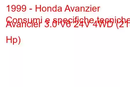 1999 - Honda Avanzier
Consumi e specifiche tecniche Avancier 3.0 V6 24V 4WD (215 Hp)