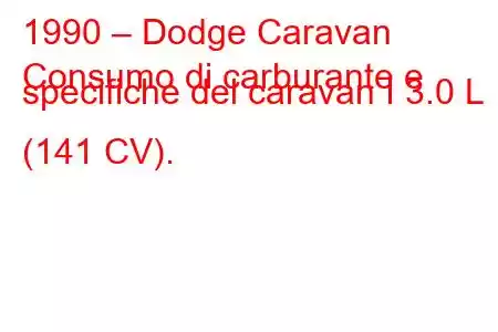 1990 – Dodge Caravan
Consumo di carburante e specifiche del caravan I 3.0 L (141 CV).