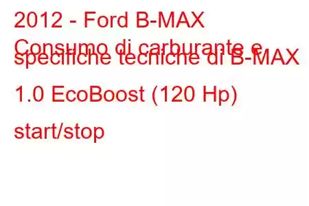 2012 - Ford B-MAX
Consumo di carburante e specifiche tecniche di B-MAX 1.0 EcoBoost (120 Hp) start/stop