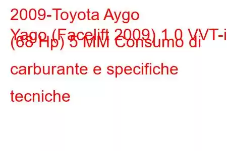 2009-Toyota Aygo
Yago (Facelift 2009) 1.0 VVT-i (68 Hp) 5 МM Consumo di carburante e specifiche tecniche