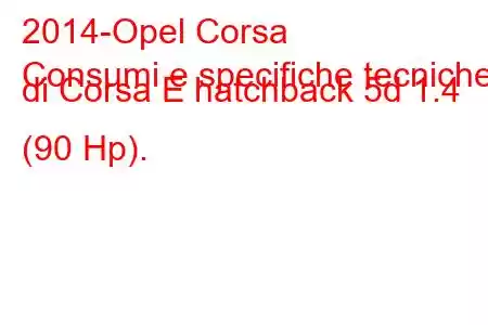 2014-Opel Corsa
Consumi e specifiche tecniche di Corsa E hatchback 5d 1.4 (90 Hp).