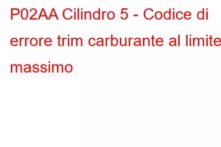 P02AA Cilindro 5 - Codice di errore trim carburante al limite massimo