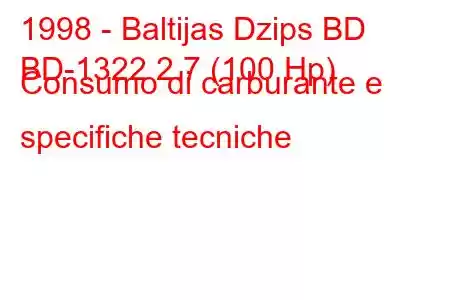 1998 - Baltijas Dzips BD
BD-1322 2.7 (100 Hp) Consumo di carburante e specifiche tecniche