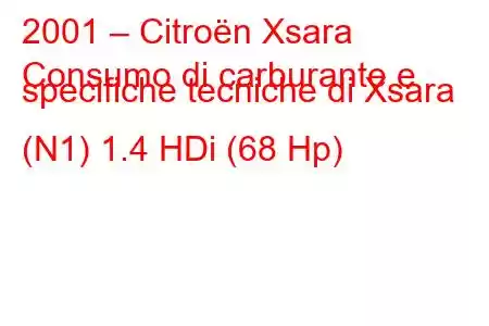 2001 – Citroën Xsara
Consumo di carburante e specifiche tecniche di Xsara (N1) 1.4 HDi (68 Hp)