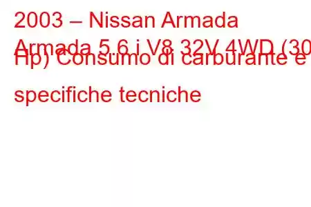 2003 – Nissan Armada
Armada 5.6 i V8 32V 4WD (309 Hp) Consumo di carburante e specifiche tecniche