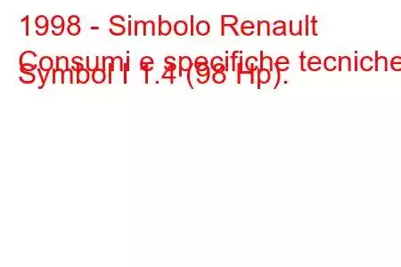 1998 - Simbolo Renault
Consumi e specifiche tecniche Symbol I 1.4 (98 Hp).