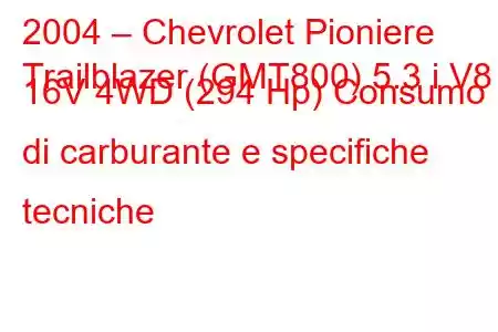 2004 – Chevrolet Pioniere
Trailblazer (GMT800) 5.3 i V8 16V 4WD (294 Hp) Consumo di carburante e specifiche tecniche