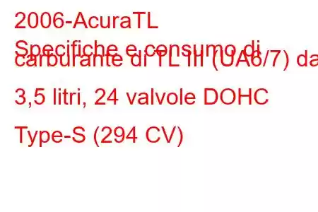 2006-AcuraTL
Specifiche e consumo di carburante di TL III (UA6/7) da 3,5 litri, 24 valvole DOHC Type-S (294 CV)