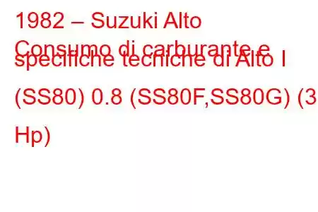 1982 – Suzuki Alto
Consumo di carburante e specifiche tecniche di Alto I (SS80) 0.8 (SS80F,SS80G) (39 Hp)