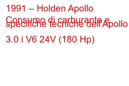 1991 – Holden Apollo
Consumo di carburante e specifiche tecniche dell'Apollo 3.0 i V6 24V (180 Hp)