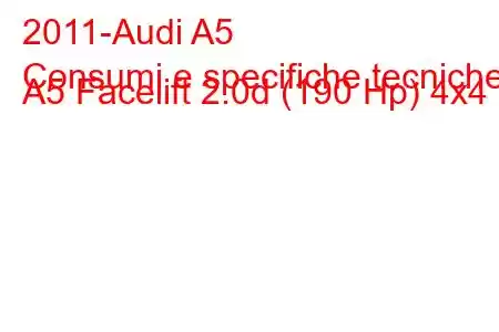 2011-Audi A5
Consumi e specifiche tecniche A5 Facelift 2.0d (190 Hp) 4x4