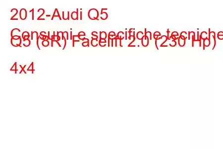 2012-Audi Q5
Consumi e specifiche tecniche Q5 (8R) Facelift 2.0 (230 Hp) 4x4