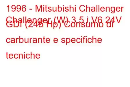 1996 - Mitsubishi Challenger
Challenger (W) 3.5 i V6 24V GDI (245 Hp) Consumo di carburante e specifiche tecniche