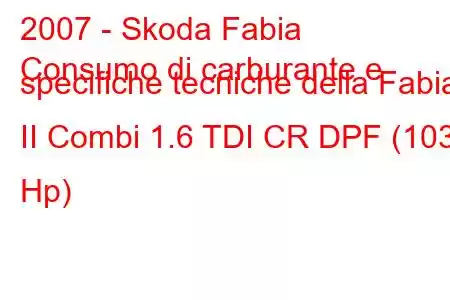 2007 - Skoda Fabia
Consumo di carburante e specifiche tecniche della Fabia II Combi 1.6 TDI CR DPF (103 Hp)