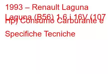 1993 – Renault Laguna
Laguna (B56) 1.6 i 16V (107 Hp) Consumo Carburante e Specifiche Tecniche