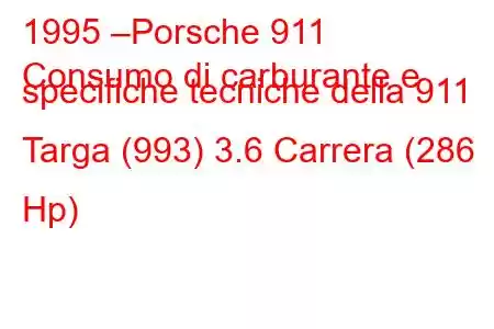 1995 –Porsche 911
Consumo di carburante e specifiche tecniche della 911 Targa (993) 3.6 Carrera (286 Hp)