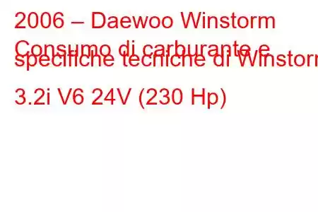 2006 – Daewoo Winstorm
Consumo di carburante e specifiche tecniche di Winstorm 3.2i V6 24V (230 Hp)