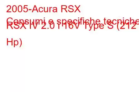 2005-Acura RSX
Consumi e specifiche tecniche RSX IV 2.0 i 16V Type S (212 Hp)