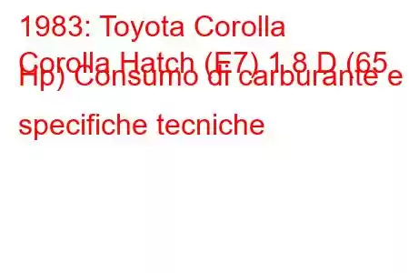 1983: Toyota Corolla
Corolla Hatch (E7) 1.8 D (65 Hp) Consumo di carburante e specifiche tecniche