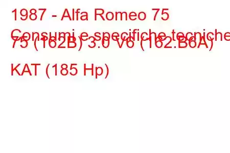 1987 - Alfa Romeo 75
Consumi e specifiche tecniche 75 (162B) 3.0 V6 (162.B6A) KAT (185 Hp)