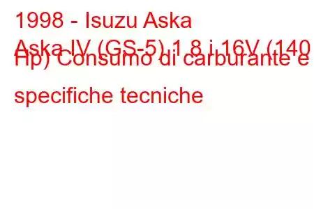 1998 - Isuzu Aska
Aska IV (GS-5) 1.8 i 16V (140 Hp) Consumo di carburante e specifiche tecniche