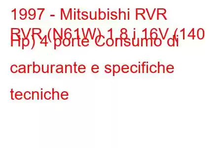 1997 - Mitsubishi RVR
RVR (N61W) 1.8 i 16V (140 Hp) 4 porte Consumo di carburante e specifiche tecniche