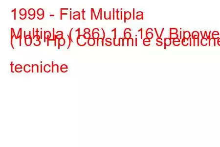 1999 - Fiat Multipla
Multipla (186) 1.6 16V Bipower (103 Hp) Consumi e specifiche tecniche