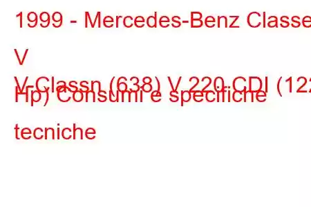 1999 - Mercedes-Benz Classe V
V-Classn (638) V 220 CDI (122 Hp) Consumi e specifiche tecniche