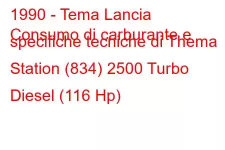 1990 - Tema Lancia
Consumo di carburante e specifiche tecniche di Thema Station (834) 2500 Turbo Diesel (116 Hp)