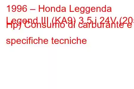 1996 – Honda Leggenda
Legend III (KA9) 3.5 i 24V (205 Hp) Consumo di carburante e specifiche tecniche