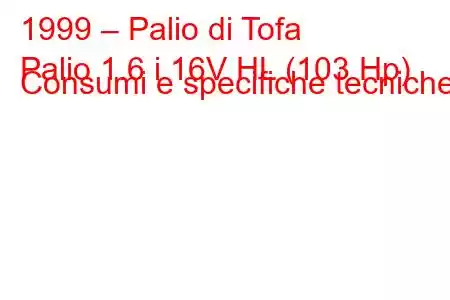 1999 – Palio di Tofa
Palio 1.6 i 16V HL (103 Hp) Consumi e specifiche tecniche