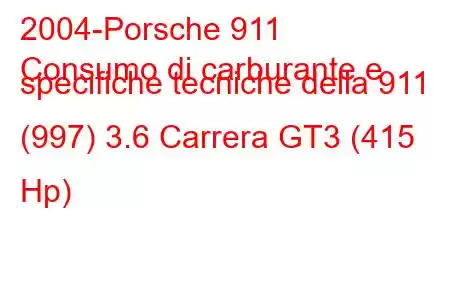 2004-Porsche 911
Consumo di carburante e specifiche tecniche della 911 (997) 3.6 Carrera GT3 (415 Hp)