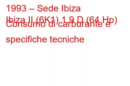 1993 – Sede Ibiza
Ibiza II (6K1) 1.9 D (64 Hp) Consumo di carburante e specifiche tecniche