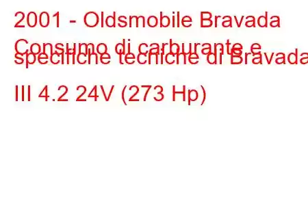 2001 - Oldsmobile Bravada
Consumo di carburante e specifiche tecniche di Bravada III 4.2 24V (273 Hp)