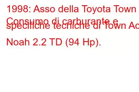 1998: Asso della Toyota Town
Consumo di carburante e specifiche tecniche di Town Ace Noah 2.2 TD (94 Hp).