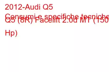 2012-Audi Q5
Consumi e specifiche tecniche Q5 (8R) Facelift 2.0d MT (150 Hp)