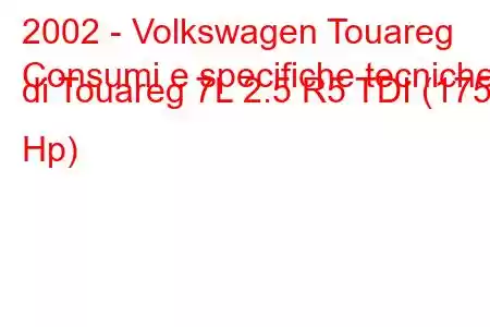 2002 - Volkswagen Touareg
Consumi e specifiche tecniche di Touareg 7L 2.5 R5 TDI (175 Hp)