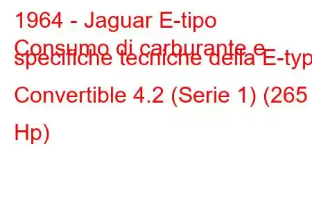 1964 - Jaguar E-tipo
Consumo di carburante e specifiche tecniche della E-type Convertible 4.2 (Serie 1) (265 Hp)