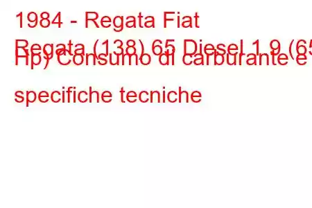 1984 - Regata Fiat
Regata (138) 65 Diesel 1.9 (65 Hp) Consumo di carburante e specifiche tecniche