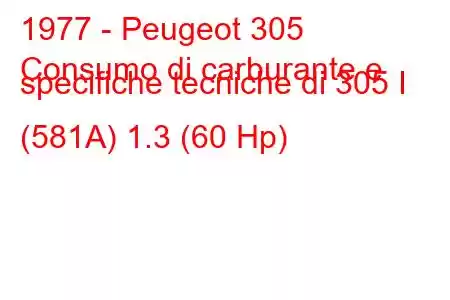 1977 - Peugeot 305
Consumo di carburante e specifiche tecniche di 305 I (581A) 1.3 (60 Hp)