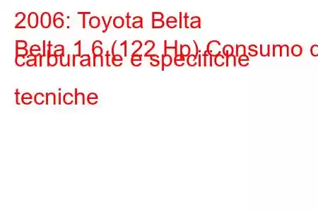 2006: Toyota Belta
Belta 1.6 (122 Hp) Consumo di carburante e specifiche tecniche