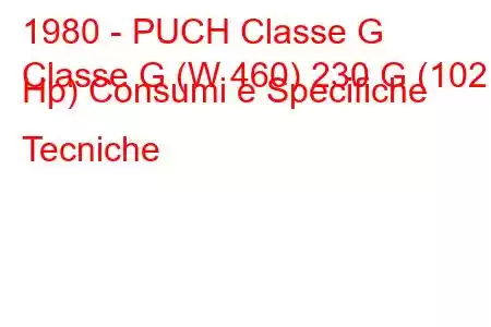 1980 - PUCH Classe G
Classe G (W 460) 230 G (102 Hp) Consumi e Specifiche Tecniche