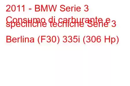 2011 - BMW Serie 3
Consumo di carburante e specifiche tecniche Serie 3 Berlina (F30) 335i (306 Hp)