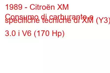 1989 - Citroën XM
Consumo di carburante e specifiche tecniche di XM (Y3) 3.0 i V6 (170 Hp)