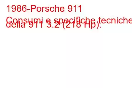 1986-Porsche 911
Consumi e specifiche tecniche della 911 3.2 (218 Hp).