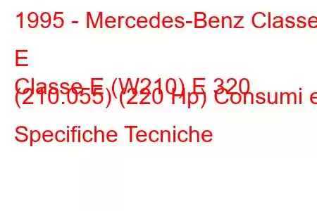 1995 - Mercedes-Benz Classe E
Classe E (W210) E 320 (210.055) (220 Hp) Consumi e Specifiche Tecniche